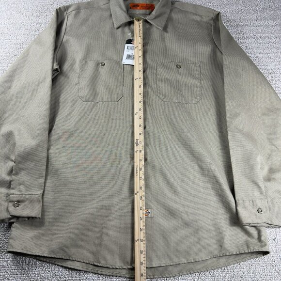 Dickies Industrial Collared Work Mechanic Button Shirt Beige Men’s Size XLT - Picture 4 of 8